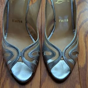 Christian Louboutin Metallic Leather Slingback Sandals
